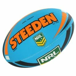 Steeden NRL Neon Supporter Ball - Blue/Orange -Size 5